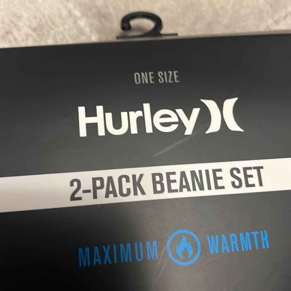 Hurley 2 pack beanie set, black and gray, new - Picture 4 of 6